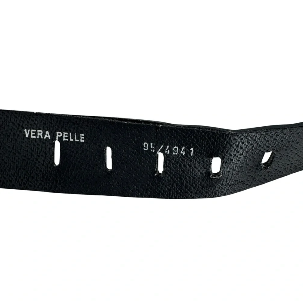 Women’s Bergē Large Gray Leather Belt w Studs and Rhinestones. Made in Italy